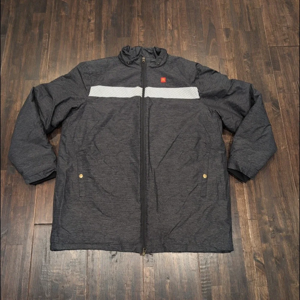 McDonalds Team Jacket Mens XL Charcoal Gray Quilted Lined Zip Up Workwear